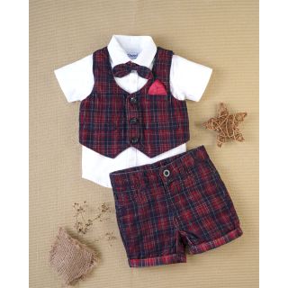 Stylish Waistcoat, Bow, Shirt, and Trouser Set for Baby Boys