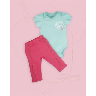 Half Sleeve Body Suit With Pants For Baby Girls | 003A BF-G-BL-87