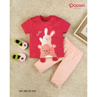 Cute Rabbit And Bear Printed T-shirt  And Pants For Baby Girls|004 JB-G-TB-358