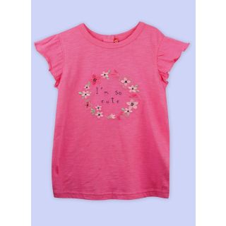 Asian Plus-Top Azalea Pink Embroidered Top for Baby Girls