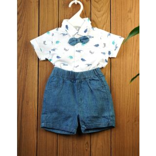 Baby Boy Bodysuit And Shorts With Dinosaurs Prints|001A BF-B-BO-613