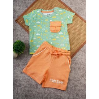 Graphic Printed T-shirt And Shorts For Baby Boys|003A BF-B-TS-53