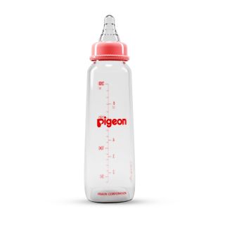 PIGEON GLASS FEEDING BOTTLE 200ML (RED) WITH NIPPLE 