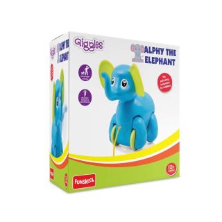 Funskool Giggles, Alphy The Elephant , Pull along toy , Elephant Trunk bobs up and down, Multicolor, 18 months and above
