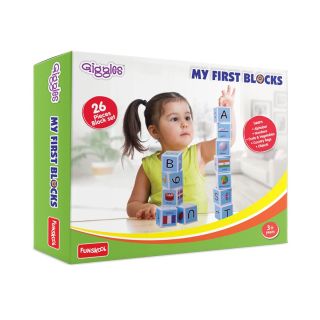 Funskool Giggles, My First Block,Learning Acitvity,Motor Skills, Learn Letters and Numbers, Fruits & Vegetables, Country Flags, Mutlicolor,for 3 Years and Above.