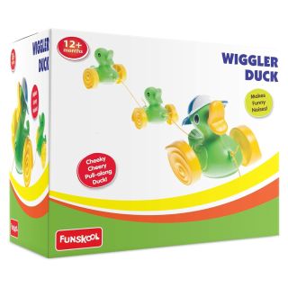 Funskool Giggles, Wiggler Duck , Pull along toy, Encourages walking,Funny walking style, 18 months & above