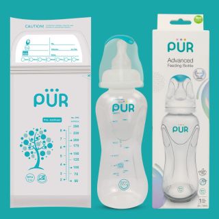 PUR 1802 Advanced Slim Neck Feeder Bottle, Anti-Colic System, BPA Free, Hygienic Silicone Nipple/Teat for 6+ Months Baby (8oz./250ml)