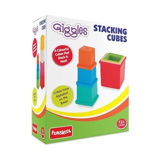 Funskool Plastic Stacking Multicolored Cubes, Blocks With Alphabet, Helps To Sort, Stack And Nest, 12 Months & Above