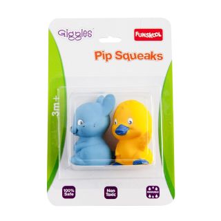 Giggles - Pip Squeaks (Pack Of 2 Piece), Multicolour Animal Squeakers, Stimulates Senses, Natural squeaking sound, 3 months and above