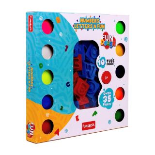 Funskool Fundough Playset Numbers Letters N Fun, an exciting and informative 35 Piece playset, Multicolour, Dough, Toy, Shaping, Sculpting
