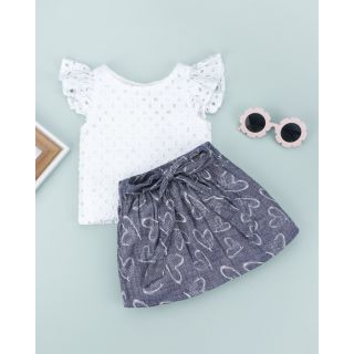 Adonia Top and Skirt For Girls - White