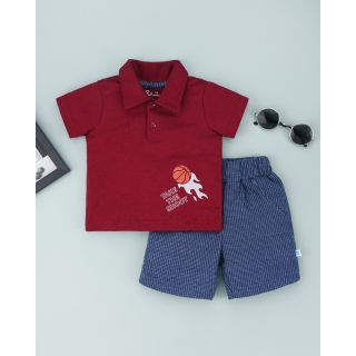 Cailin Top and Shorts For Baby Boy - Wine Red