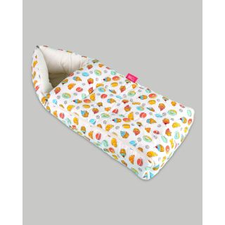Cotton Quilted Sleeping Bag - Food Print - White