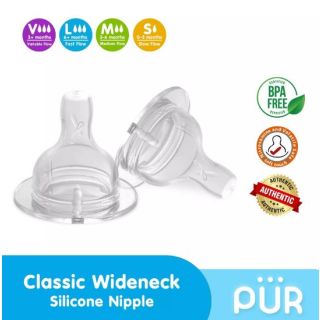 PUR 3256 CLASSIC WIDE NECK NIPPLE SIZE M - 2PK