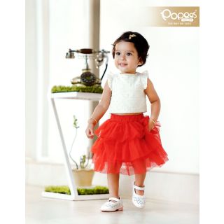 Popees Stylish Red Color Skirt And Top For Baby Girl | Ethnic Wear