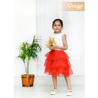 Popees Stylish Red Color Skirt And Top For Girls | Ethnic Wear
