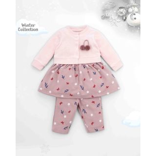  Gelvira Full Sleeve Frock and Pants with Jacket for Baby Girl | Winter Collection | Crystal Rose
