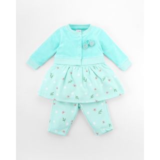 Gelvira Full Sleeve Frock and Pants with Jacket for Baby Girl | Winter Collection | Yucca Green