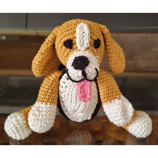 Crochet beagle  soft toy Handmade Soft Toys - 100% Cotton Knitted for Babies