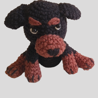 Crochet Rottweiler Soft Toy Handmade Soft Toys - 100% Cotton Knitted for Babies