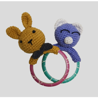 Crochet Rattle with Soft Sound Pack of 2 Handmade Soft Toys - 100% Cotton Knitted for Babies