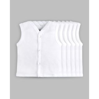 Cotton White Jabla for Newborn With Front Button 6 in 1 Pack 