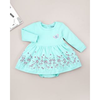 Konica Full Sleeve Frock and Bloomers-Yucca Green