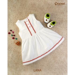 Cute White Frock With Embroidery |LANA-WH