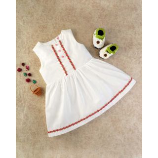 Cute White Frock With Embroidery |LANA-WH