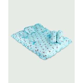 Cute Panda Printed Baby Bed With Baby Pillow and Bolsters - Blue- M-(6-12 M)
