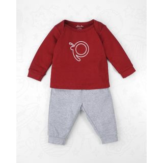 Nacho Full Sleeve Top and Pants For Baby Boys - Biking Red 