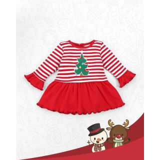 Striped Full Sleeve Frock For Baby Girls Christmas Collections | Oslo