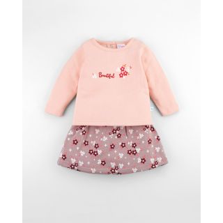 Prisa Full Sleeve Top and Skirt for Baby Girl | Winter Collection | Peach Bud