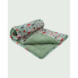 Cute Hippo Printed Quilted Blanket For Babies - Green | Winter Collection