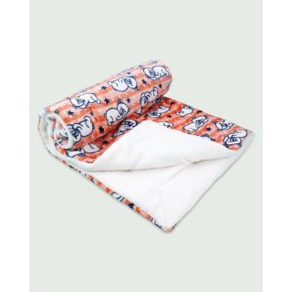 Teddy Bear Printed Quilted Blankets For Babies - Orange | Winter Collection