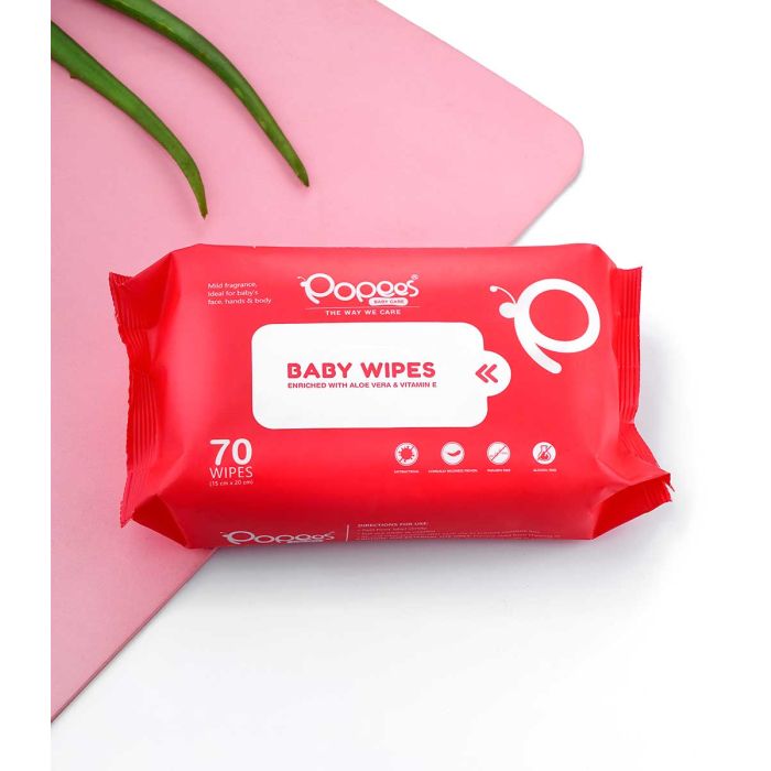 Purchase Popees Baby Wipe, Antibacterial Baby Wipes with Enriched Aloe Vera  & Vitamin E (70 Wipes), & get doorstep delivery. Quality product at  affordable price only in India. Buy Now.